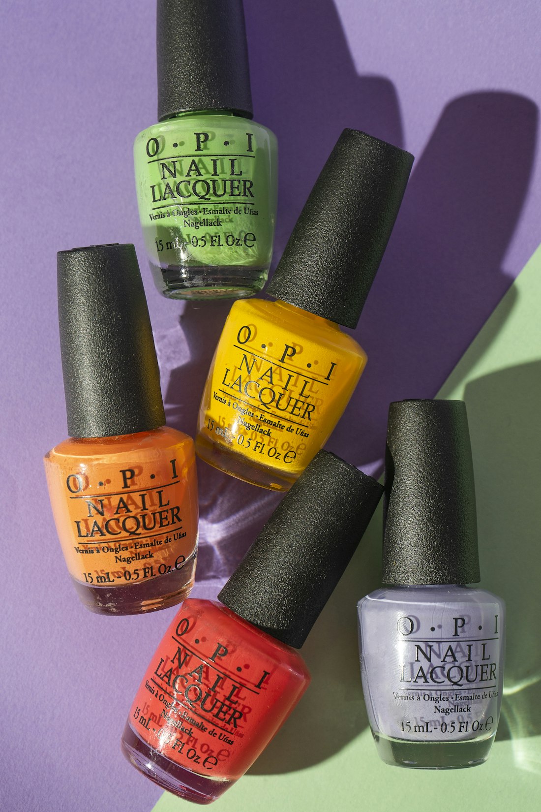 Colorful nail polish shades